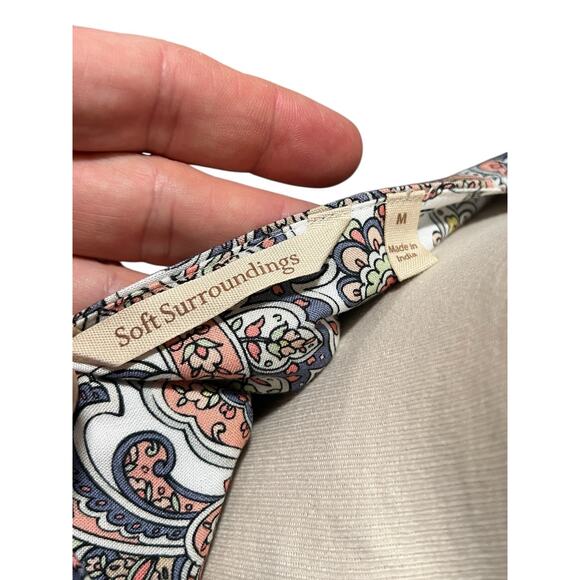 Soft Surroundings Womens M Top Paisley Floral Beaded Tunic Boho Embellished - Picture 6 of 6